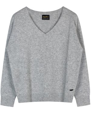 Refrigiwear Truien & Vesten ,Grijs ,Wol Grijze Wol Kasjmier V-Hals Trui