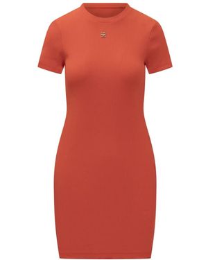 Givenchy Geripptes Baumwollkleid Mit 4G Liquid Detail - Rot