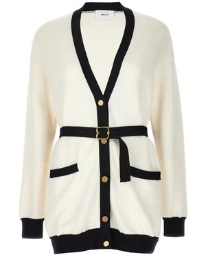 Bally Jacquard Logo Cardigan - Natur