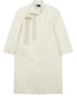 Simone Rocha Long Offset Fragment Collar Coat W/ Emb - Natur