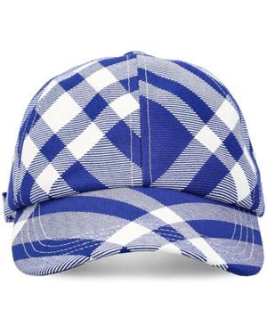 Burberry Accessoires ,Blauw ,Katoen Geruite Baseball Cap