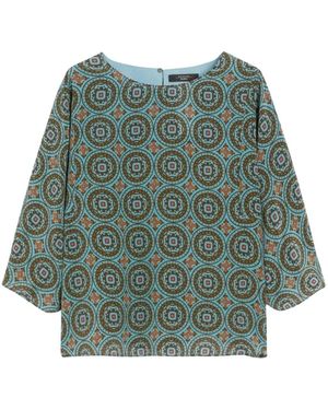 Weekend by Maxmara Seidenbluse Mit Knopfdetail - Grün