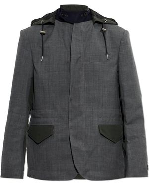 Sacai Jassen ,Grijs ,Nylon Suiting X Nylon Twill Jas
