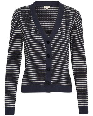 Part Two Truien & Vesten ,Veelkleurig ,Katoen Gestreepte Vest Met V-Hals - Blauw