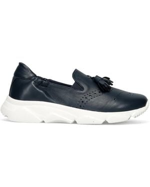 Calpierre Schoenen ,Blauw ,Leer Slip On Sneakers