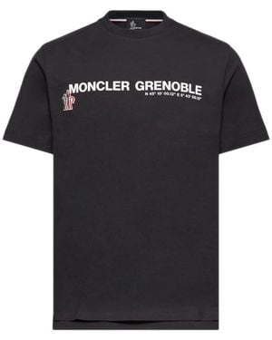 Moncler Tops ,Zwart ,Katoen Ribbed Crew Neck T-Shirt