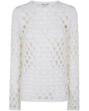 Comme des Garçons Truien & Vesten ,Wit ,Round-Neck Truien