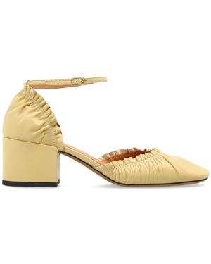 Odissi Schoenen ,Geel ,Leer Leren Pumps Met Hak - Metallic