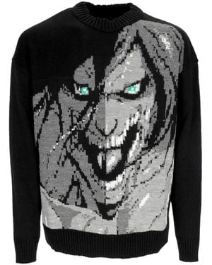 DOLLY NOIRE Attack Titan Pullover Mit Rundhalsausschnitt Bestickt - Schwarz