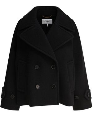 Chloé Double-Breasted Coats - Black