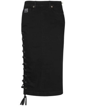 Versace Jeans Couture Rokken ,Zwart ,Denim Aangepaste Klinknagels Denim Rok
