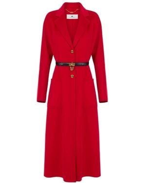 Elisabetta Franchi Belted Coats - Red