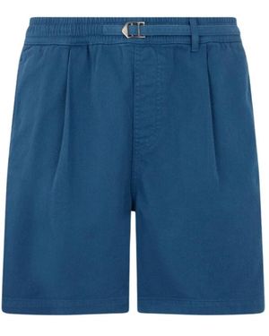 Roberto Cavalli Korte Broeken ,Blauw ,Katoen Gevouwen Bermuda Shorts