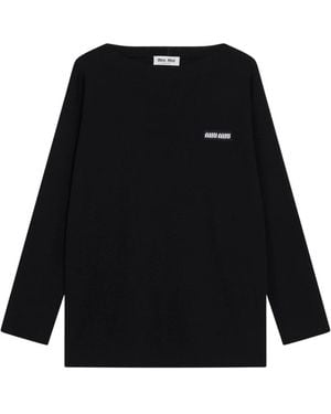 Miu Miu Round-Neck Knitwear - Negro