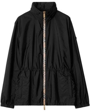 Burberry Schwarze Kapuzenjacke Mit Reißverschluss