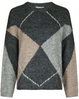 Neo Noir Round-Neck Knitwear - Gris