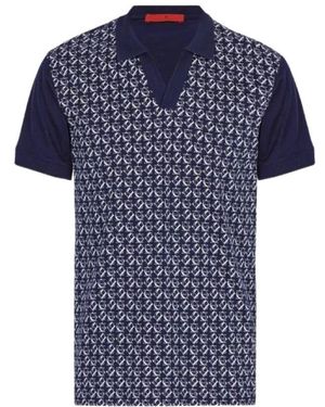 Carolina Herrera Bedrucktes poloshirt mit offenem ausschnitt - Blau