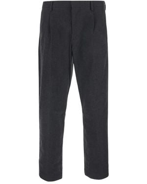 NN07 Broeken ,Grijs ,Wol Broek Met Hoge Taille En Zijzakken