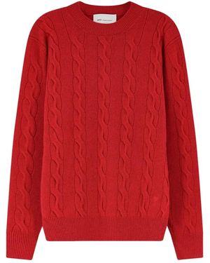 Ami Paris Round-Neck Strickwaren - Rot