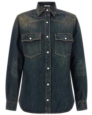 Fendi Overhemden ,Blauw ,Denim Westers Denim Overhemd