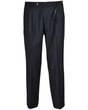 Michael Coal Broeken ,Zwart ,Wol Classico Pantalon Met Plooi - Blauw