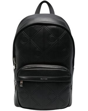 Calvin Klein Embossed Emblem Logo Trolley Backpack - Schwarz