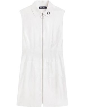 Fred Perry Zip-Through Hemdkleid - Weiß