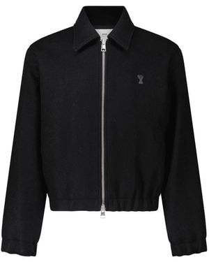 Ami Paris Giacca in lana con patch logo - Nero