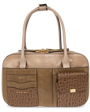 Marni Tassen ,Bruin ,Leer Leren Tote Tas