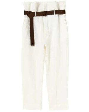Plan C Cropped Trousers - Blanco