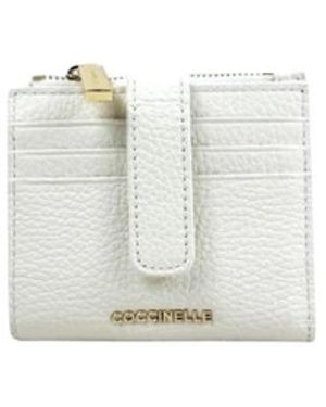 Coccinelle Accessoires ,Wit ,Leer Metallic Soft Portafoglio Piccolo