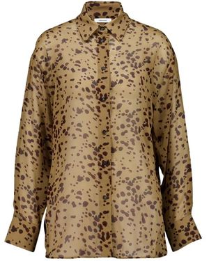 Ferragamo Overhemden ,Veelkleurig ,Zijden Georgette Orchidee Print Blouse - Naturel