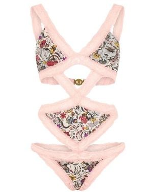Roberto Cavalli Badmode ,Veelkleurig ,Florentine Flowers Badpak Uit Één Stuk - Roze