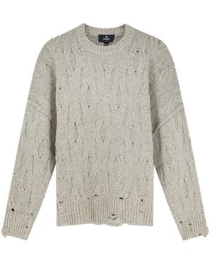 Represent Truien & Vesten ,Wol Ribbed Crewneck Cable Knit Sweater - Grijs