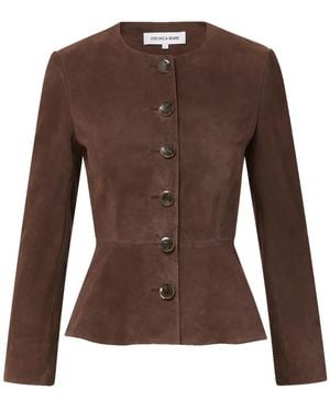 Veronica Beard Quinn Suede Peplum Jasje - Bruin