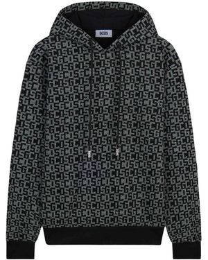 Gcds Hoodies & Sweatvesten ,Zwart ,All-Over Monogram Hoodie