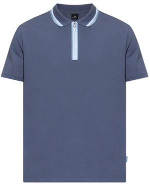 Paul Smith Quarter Zip Poloshirt - Blauw