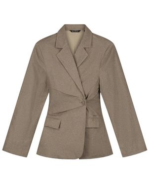 OLAF HUSSEIN Asymmetrische Linnen Blazer - Grijs