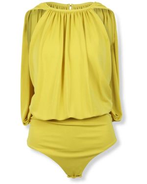 Des Phemmes Tops ,Geel ,Polyester Puffed-Cape Bodysuit