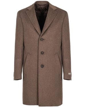 Canali Single-Breasted Coats - Marrone