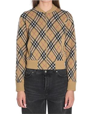 Burberry Truien & Vesten ,Veelkleurig ,Wol Check Wol Blend Vest - Zwart