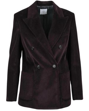 Eleventy Jassen ,Paars ,Katoen Corduroy Blazer - Zwart