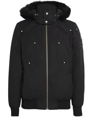 Moose Knuckles Schwarze Ballistische Bomberjacke Mit Pelz