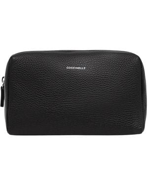 Coccinelle Kosmetiktasche Aus Weichem Leder - Schwarz