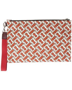 Burberry Edin Monogram Logo-print Pouch - Red