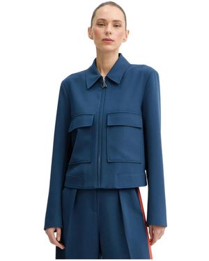 Patrizia Pepe Jassen ,Blauw ,Polyester Twill Sporty Jacket