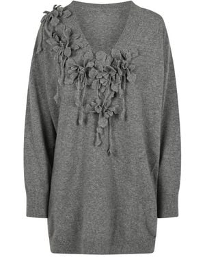 Alberta Ferretti Extrafine Merinos Wollkleid - Grau
