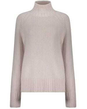 Max Mara Truien & Vesten ,Grijs ,Wol Geribbelde Wol Kasjmier Turtleneck Sweater
