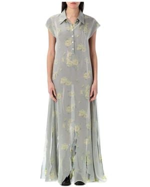 Acne Studios Elegantes Blumen Maxi Kleid - Grau
