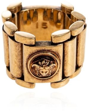 Versace Accessoires ,Geel ,Leer Medusa Ring - Metallic